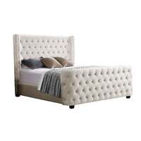 Milan Cream Velvet Tufted  Headboard and End board Bed Frame - King Size