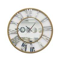 Decorative Beaded Mirrored Clock- Gold Beaded 75cm