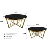 Salina Coffee Table 80cm Gold Base - Black Glass 