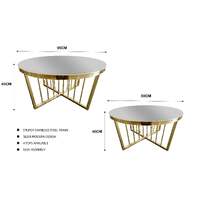 Salina Coffee Table 80cm Gold Base - Mirror Glass 