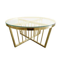 Salina  Coffee Table - Clear Top - 95cm Gold
