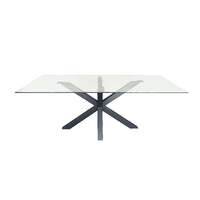Miles Black With Clear Glass Dining Table - 90cm x 180cm 