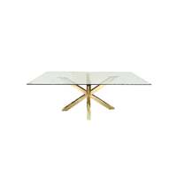 Miles Gold With Clear Glass Dining Table - 90cm x 180cm 