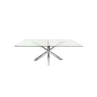Miles Silver With Clear Glass Dining Table - 90cm x 180cm 