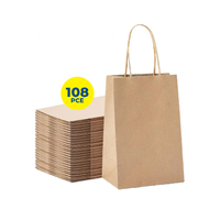 Party Central 108PCE Gift/Craft Paper Bags Brown Reusable 15 x 21cm