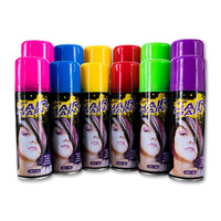 12PK Hair Spray Fluro Assorted Colours 125ml Non-Toxic Indoor/Outdoor Party Fun