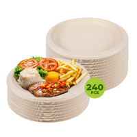 Party Central 240PCE Dinner Plate Round Eco-Friendly Strong Recyclable 22.5cm