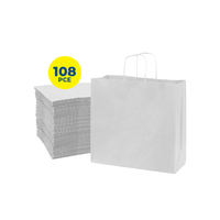Party Central 108PCE Gift/Craft Paper Bag White Horizontal Reusable 15 x 21cm