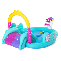 Bestway Inflatable Unicorn Themed Mini Water Fun Park Pool With Slide 220L
