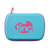 Two-Colour Hard Top Pencil Case : Blue With Pink Zip