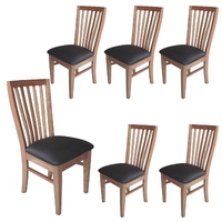 Fairmont 6pc Set Dining Chair PU Leather Seat Slat Back Solid Oak Timber Wood