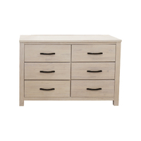 Foxglove Dresser 6 Chest of Drawers Solid Wood Tallboy Storage Cabinet - White