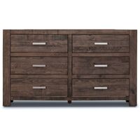 Catmint Dresser 6 Chest of Drawers Solid Pine Wood Storage Cabinet - Grey Stone