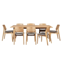 Emilio 9pc 210cm Dining Table Set Fabric Chair Solid Ash Wood Oak