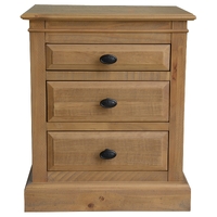 Jade Bedside Tables 3 Drawers Storage Cabinet End Nightstand Table - Natural