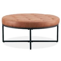 Chelsea Round Ottoman Footstool Bench Light Brown