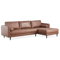 Chelsea 2 Seater Sofa Fabric Lounge Couch with RHF Chaise Dark Brown