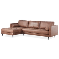Chelsea 2 Seater Sofa Fabric Lounge Couch with LHF Chaise Dark Brown