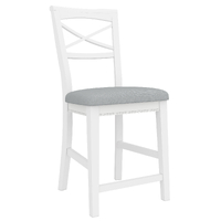 Daisy Tall Bar Chair Stool Set of 2 Solid Acacia Wood Hampton Furniture - White