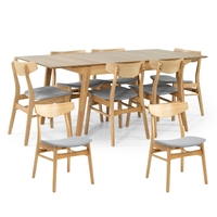 Cusco 9pc Set Dining Set 150 - 190cm Extendable Table 8 Chair Scandinavian Style