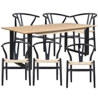 Aconite 7pc 180cm Dining Table Set 6 Wishbone Chair Solid Messmate Timber Wood