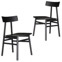 Claire Dining Chair Set of 2 Solid Oak Wood Timber Seat Furniture - Black