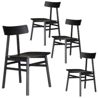 Claire Dining Chair Set of 4 Solid Oak Wood Timber Seat Furniture - Black