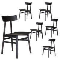 Claire Dining Chair Set of 6 Solid Oak Wood Timber Seat Furniture - Black