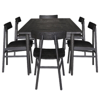 Claire 7pc Dining Set Table 180cm Solid Oak Wood Timber Seat Chair - Black