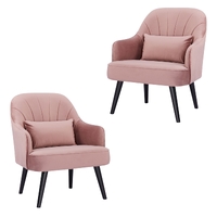 Keira Set of 2 Accent Sofa Arm Chair Fabric Uplholstered Lounge - Pink