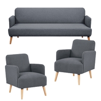 Brianna 3 + 1 + 1 Seater Sofa Fabric Uplholstered Lounge Couch - Dark Grey