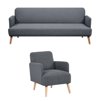 Brianna 3 + 1 Seater Sofa Fabric Uplholstered Lounge Couch - Dark Grey