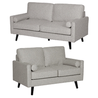 Lexi 2 + 2.5 Seater Sofa Set Fabric Uplholstered Lounge Couch - Light Grey