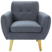 Dane Single Seater Fabric Upholstered Sofa Armchair Lounge Couch - Dark Grey