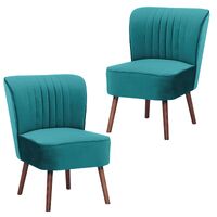Drew Set of 2 Sofa Accent Chair Fabric Uplholstered Lounge Couch - Mid Blue