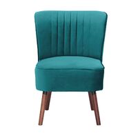 Drew 1 Seater Sofa Accent Chair Fabric Uplholstered Lounge Couch - Mid Blue