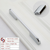 Zinc Kitchen Cabinet Handles Drawer Bar Handle Pull silver color hole to hole size 160mm