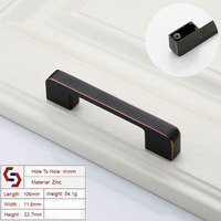 Zinc Kitchen Cabinet Handles Drawer Bar Handle Pull black+copper color hole to hole size 96mm