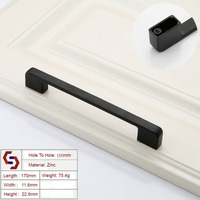 Zinc Kitchen Cabinet Handles Drawer Bar Handle Pull black color hole to hole size 160mm