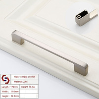 Zinc Kitchen Cabinet Handles Drawer Bar Handle Pull brushed silver color hole to hole size 160mm