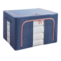 66L Cloth Storage Box Closet Organizer Storage Bags Clothes Storage Bags Wardrobe Organizer Idea Grey Blue
