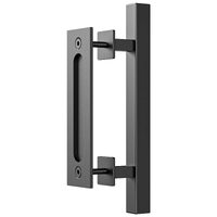 30cm Pull and Flush Barn Door Handle Square Handles set of Frosted Black Surface Square