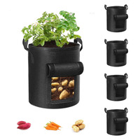 5-Pack 7 Gallons Plant Grow Bag Potato Container Pots with Handles Garden Planter Black