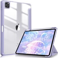 iPad Pro 11 Inch 2020-2022 Soft Tpu Smart Premium Case Auto Sleep Wake Stand Clear Cover Pencil holder Purple