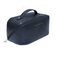 Large Travel Cosmetic Bag Portable Make up Makeup Bag Waterproof PU Leather Storage Black