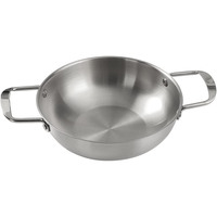 26cm seafood Silver Paella Pan with Riveted Chrome Plated Handles Dishwasher Safe
