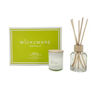 Wick2Ware Australia Fresh Lemongrass Essential Oils Diffuser and Soy Wax Candle Set