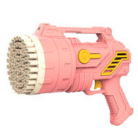 Bubblerainbow 69-Hole Bubble Gun Hand-Held Automatic Bubble Machine Luminous Kids Toy Pink