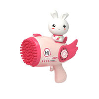 Bubblerainbow Pink Rabbit 69-Hole Automatic Bubble Gun Toy Outdoor Soap Cartoon Machine