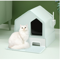 Petwiz Enclosed Cat Litter Box House  Green